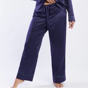 EUC Savage x Fenty Blue Silk Satin Pajama Pants